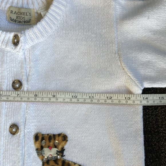 VNTG Kitty Cat w/Hearts Girls Cotton Button Up Cardigan Sweater Size 6 90's Y2K - Picture 7 of 9